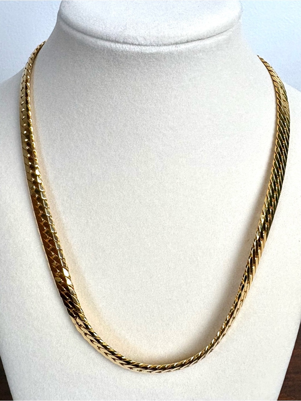 Vintage Gold-Tone Napier Flat Herringbone Chain Necklace